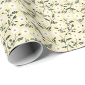 Papier Cadeau Prairie Chuchotante - Motif Floral Jaune Beurre (Coin rond)