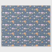 Papier Cadeau Prairie colorée sur fond bleu (Plat)