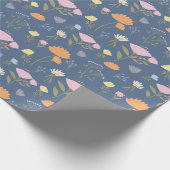 Papier Cadeau Prairie colorée sur fond bleu (Coin)