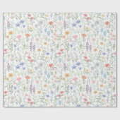 Papier Cadeau Prairie de fleurs sauvages féminine Coquette (Plat)
