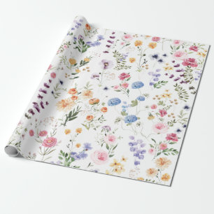 Papier Cadeau Prairie de fleurs sauvages printanières de jardin 