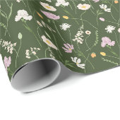 Papier Cadeau Prairie vert foncé (Coin rond)