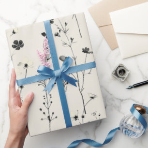 Papier Cadeau pré fleur sauvage, aquarelle boho fleurs sauvages,