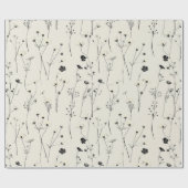 Papier Cadeau pré fleur sauvage, aquarelle boho fleurs sauvages, (Plat)