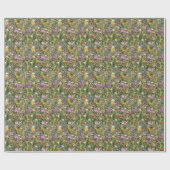Papier Cadeau Pré fleur sauvage coloré, motif vibrant. (Plat)