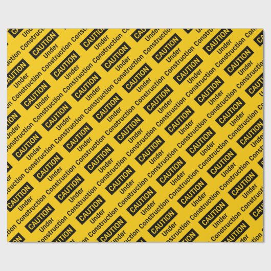 Papier Cadeau PRÉCAUTION en construction (Plat)
