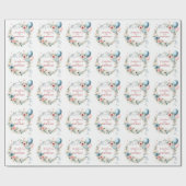 Papier Cadeau Premier anniversaire - Aquarelle Fleurs et ballons (Plat)