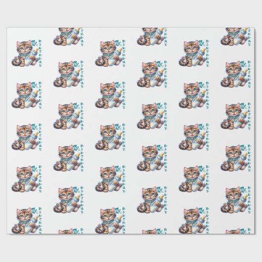 Papier Cadeau Premier anniversaire de bébé. (Plat)