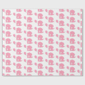 Papier Cadeau Premier anniversaire de chiot rose de bébé (Plat)