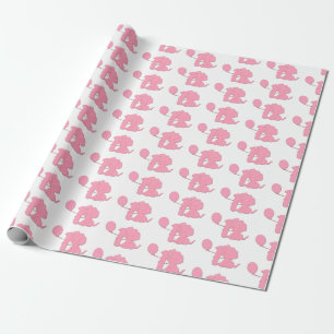 Papier Cadeau Premier anniversaire de chiot rose de bébé