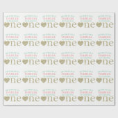 Papier Cadeau Premier Anniversaire Papier Papier Pink Mint Gold (Plat)