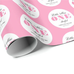 Papier Cadeau Premier Anniversaire Rose