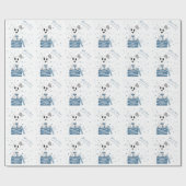 Papier Cadeau Premier Chiot de Noël sur présentation (Bleu d'hiv (Plat)