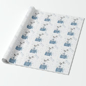Papier Cadeau Premier Chiot de Noël sur présentation (Bleu d'hiv (Déroulé)