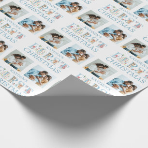 Papier Cadeau Premier Noël 2 Photo Mignonne Typographie Animale