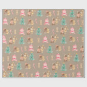 Papier Cadeau Premier Noël de la petite fille noire Kraft rustiq (Plat)