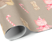 Papier Cadeau Premier Noël de la petite fille noire Kraft rustiq (Coin rond)