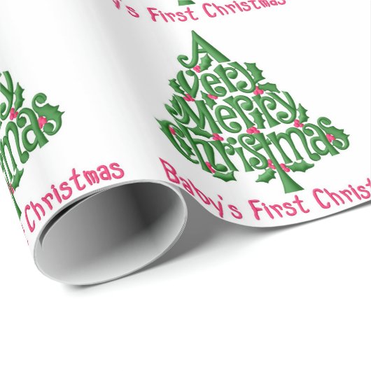 Papier Cadeau Premier Noël du bébé (Coin rond)