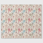 Papier Cadeau Premier Noël personnalisé de bébé en crème mignonn (Plat)