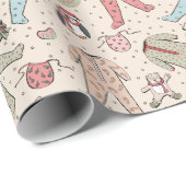 Papier Cadeau Premier Noël personnalisé de bébé en crème mignonn (Coin rond)