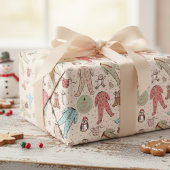 Papier Cadeau Premier Noël personnalisé de bébé en crème mignonn