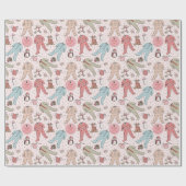 Papier Cadeau Premier Noël personnalisé du bébé rose mou (Plat)