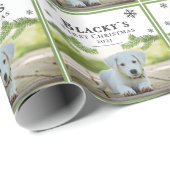 Papier Cadeau Premier Noël Pine Chien Chien Chien Pie Photo (Coin rond)