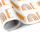 Papier Cadeau Première aquarelle d'anniversaire Sun et Rainbow B (Coin rond)