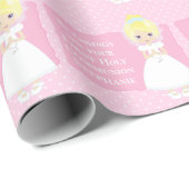 Papier Cadeau Première communion personnalisée Fille blonde (Coin rond)