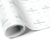 Papier Cadeau Première Communion sainte, Script en vert tendre (Coin rond)