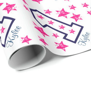 Papier Cadeau Première coutume V03 d'anniversaire d'ÉTOILES