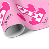 Papier Cadeau Première coutume V05F2 d'anniversaire de COEURS (Coin rond)