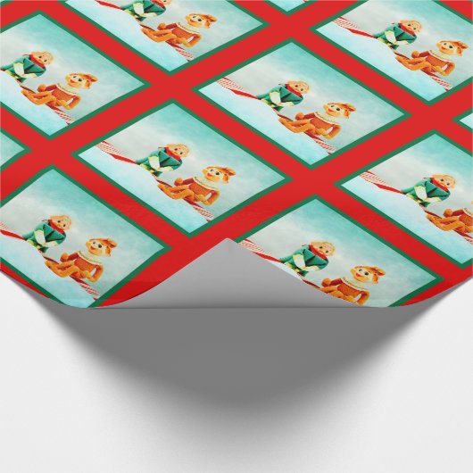 Papier Cadeau Première date Elf en rouge et vert plaid (Coin)