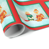 Papier Cadeau Première date Elf en rouge et vert plaid (Coin rond)