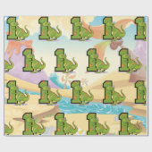 Papier Cadeau Première fête d'anniversaire de dinosaure (Plat)