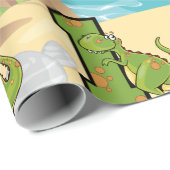 Papier Cadeau Première fête d'anniversaire de dinosaure (Coin rond)