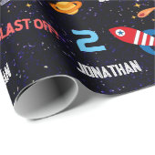 Papier Cadeau Première fête d'anniversaire de l'astronaute spati (Coin rond)