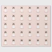 Papier Cadeau Première fille de brune de sainte communion (Plat)