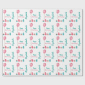 Papier Cadeau Première fille personnalisée d'anniversaire (Plat)