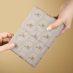 Papier Cadeau Première Noël rennes naturels élégante famille