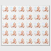 Papier Cadeau Première photo de Noël du bébé (Plat)