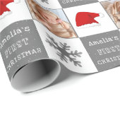 Papier Cadeau Première photo de Noël du bébé Snowflake de chapea (Coin rond)