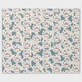 Papier Cadeau Première Rodéo Western Blue Boy 1er anniversaire (Plat)