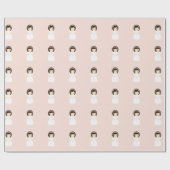 Papier Cadeau Première Sainte Communion Brunette Girl (Plat)