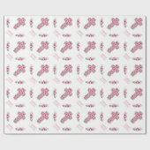 Papier Cadeau Première Sainte Communion Fille Chic Pink Flower C (Plat)