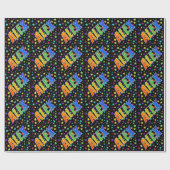 Papier Cadeau Prénom "ALEX" d'arc-en-ciel + Étoiles (Plat)