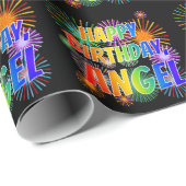 Papier Cadeau Prénom "ANGEL", Amusant "HEUREUX ANNIVERSAIRE" (Coin rond)