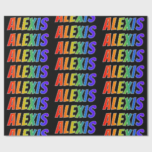 Papier Cadeau Prénom arc-en-ciel "ALEXIS" ; Amusant et Coloré