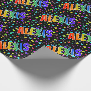Papier Cadeau Prénom arc-en-ciel "ALEXIS" + Étoiles