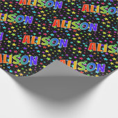 Papier Cadeau Prénom arc-en-ciel "ALISON" + Étoiles (Coin)